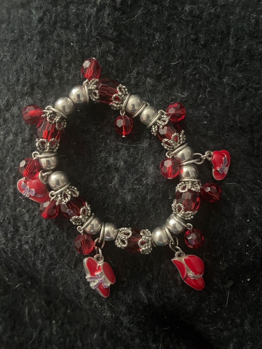 Red Beaded Charm Bracelet - Women Jewelry